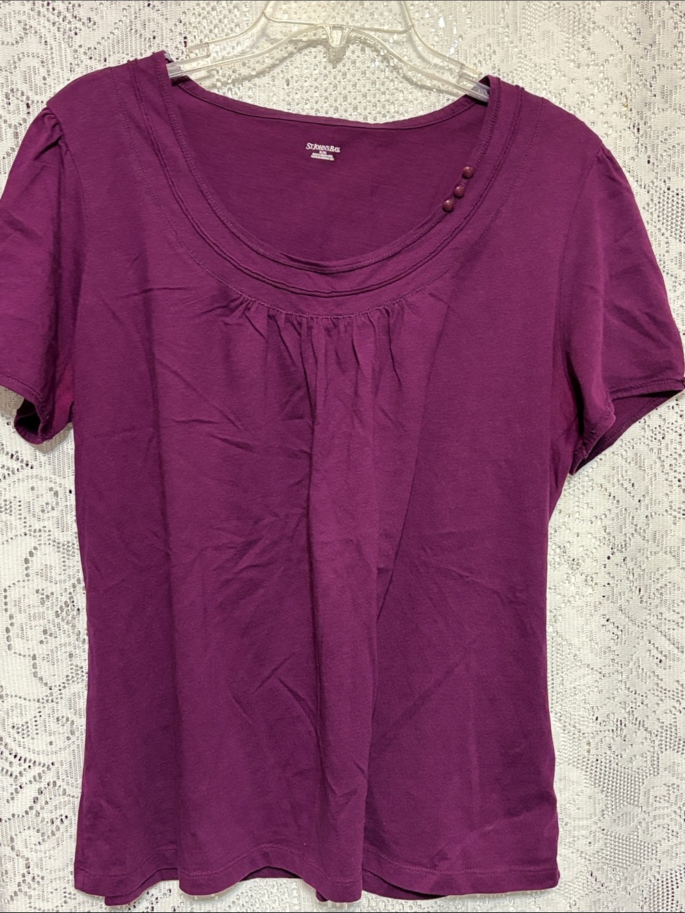 St. John's Bay Plum Scoop Neck Short Sleeve Tee Size xl